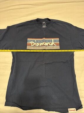 Diamond Supply Co. Navy Short Sleeve Tee with Multicolor Chest Logo